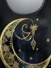 Moon Star Feather Tassel Print Plus Size Matching Set -  