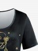 Moon Star Feather Tassel Print Plus Size Matching Set -  