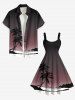Coconut Tree Seascape Ombre Print Plus Size Matching Hawaii Beach Outfit For Couples -  