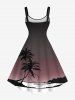 Coconut Tree Seascape Ombre Print Plus Size Matching Hawaii Beach Outfit For Couples -  