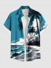 Coconut Tree Seascape Waves Cloud Print Plus Size Matching Hawaii Beach Outfit For Couples -  