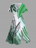 Tropical Leaf Ombre Colorblock Print Plus Size Matching Hawaii Beach Outfit For Couples -  