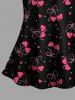 Valentine's Day Bowknot Heart Print Plus Size Matching Pajama Set -  