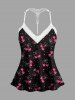 Valentine's Day Bowknot Heart Print Plus Size Matching Pajama Set -  