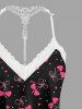 Valentine's Day Bowknot Heart Print Plus Size Matching Pajama Set -  
