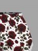 Valentine's Day Rose Flowers Print Plus Size Matching Pajama Set -  