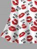 Plus Size Valentine's Day Kiss Me Lips Print Lace Trim Strappy Slip Pajama Top -  