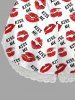 Plus Size Valentine's Day Kiss Me Lips Print Lace Trim Slip Pajama Shorts -  