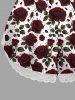 Plus Size Valentine's Day Rose Flowers Print Lace Trim Slip Pajama Shorts -  