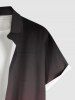 Chemise hawaïenne grande taille pour homme, imprimé ombré de cocotiers et de paysages marins, boutons et poche. - Noir 3XL