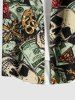Plus Size Skull Dollar Diamond Print Buttons Pocket Shirt For Men - Noir 3XL