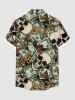 Plus Size Skull Dollar Diamond Print Buttons Pocket Shirt For Men - Noir 3XL