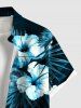 Plus Size Hibiscus Flower Tropical Leaf Print Buttons Pocket Hawaii Shirt For Men -  