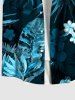 Chemise hawaïenne grande taille pour homme, à imprimé floral tropical et feuilles d'hibiscus, boutons et poche. - Noir 5XL