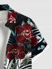Plus Size Flowers Tropical Leaf Print Buttons Pocket Hawaii Shirt For Men -  