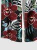 Plus Size Flowers Tropical Leaf Print Buttons Pocket Hawaii Shirt For Men -  
