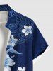Plus Size Hibiscus Flower Ethnic Pattern Print Buttons Pocket Hawaii Shirt For Men - Bleu Marine 6XL