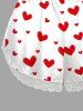 Plus Size Valentine's Day Heart Print Lace Trim Slip Pajama Shorts -  