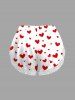 Plus Size Valentine's Day Heart Print Lace Trim Slip Pajama Shorts -  