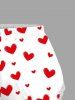 Plus Size Valentine's Day Heart Print Lace Trim Slip Pajama Shorts -  