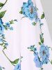 Plus Size Twisted Plunging Crop Top and 3D Flower Print Spaghetti Strap Cottagecore Dress -  