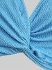 Plus Size Twisted Plunging Crop Top and 3D Flower Print Spaghetti Strap Cottagecore Dress -  
