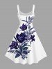 Robe trapèze hawaïenne à imprimé fleurs et feuilles grande taille - Blanc L
