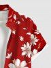 Plus Size Flower Branch Print Hawaii Button Pocket Shirt For Men -  