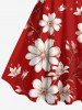 Plus Size Flower Branch Print Hawaii A Line Dress -  