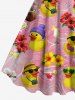 Plus Size Coconut Pineapple Duck Hibiscus Flower Print Hawaii A Line Dress -  
