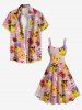 Plus Size Coconut Pineapple Duck Hibiscus Flower Print Hawaii A Line Dress -  