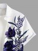 Chemise hawaïenne à imprimé floral, feuilles et branches, grande taille, avec poche boutonnée, pour hommes - Blanc M