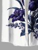 Chemise hawaïenne à imprimé floral, feuilles et branches, grande taille, avec poche boutonnée, pour hommes - Blanc M