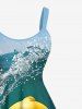 Robe trapèze hawaïenne à imprimé vagues et canards, grande taille - Vert XXS
