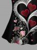 Plus Size Flower Leaf Heart Print Lace Trim Valentines Crochet Pajama Top -  