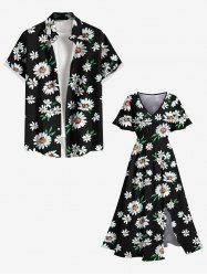 Daisy Flowers Print Plus Size Matching Hawaii Beach Outfit For Couples -  