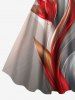Flowers Leaf Ombre Curve Print Plus Size Matching Hawaii Beach Outfit For Couples -  
