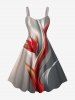 Flowers Leaf Ombre Curve Print Plus Size Matching Hawaii Beach Outfit For Couples -  