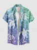 Ombre Sea Waves Turtle Print Plus Size Matching Hawaii Beach Outfit For Couples -  
