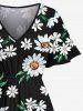 Daisy Flowers Print Plus Size Matching Hawaii Beach Outfit For Couples -  