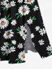 Daisy Flowers Print Plus Size Matching Hawaii Beach Outfit For Couples -  