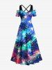 Coconut Tree Colorful Ombre Print Plus Size Matching Hawaii Beach Outfit For Couples -  