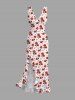 Robe hawaïenne à imprimé floral, volants et fente cache-cœur - Rouge S