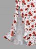 Robe hawaïenne à imprimé floral, volants et fente cache-cœur - Rouge S