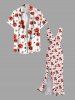 Robe hawaïenne à imprimé floral, volants et fente cache-cœur - Rouge S