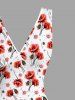 Robe hawaïenne à imprimé floral, volants et fente cache-cœur - Rouge S