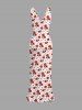 Robe hawaïenne à imprimé floral, volants et fente cache-cœur - Rouge S