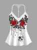 Valentine's Day Flowers Leaf Heart Print Plus Size Matching Pajama Set -  