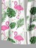 Plus Size Tropical Leaf Flamingo Print Buttons Pocket Hawaii Shirt For Men - Blanc M