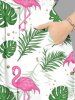 Robe midi hawaïenne fendue à imprimé flamants roses et feuilles tropicales grandes tailles - Blanc 2X